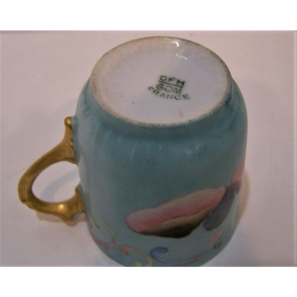 Unusual CFH GDM Limoges Demitasse Cup and Toast Snack Set Pastels Seashells - Picture 9 of 9